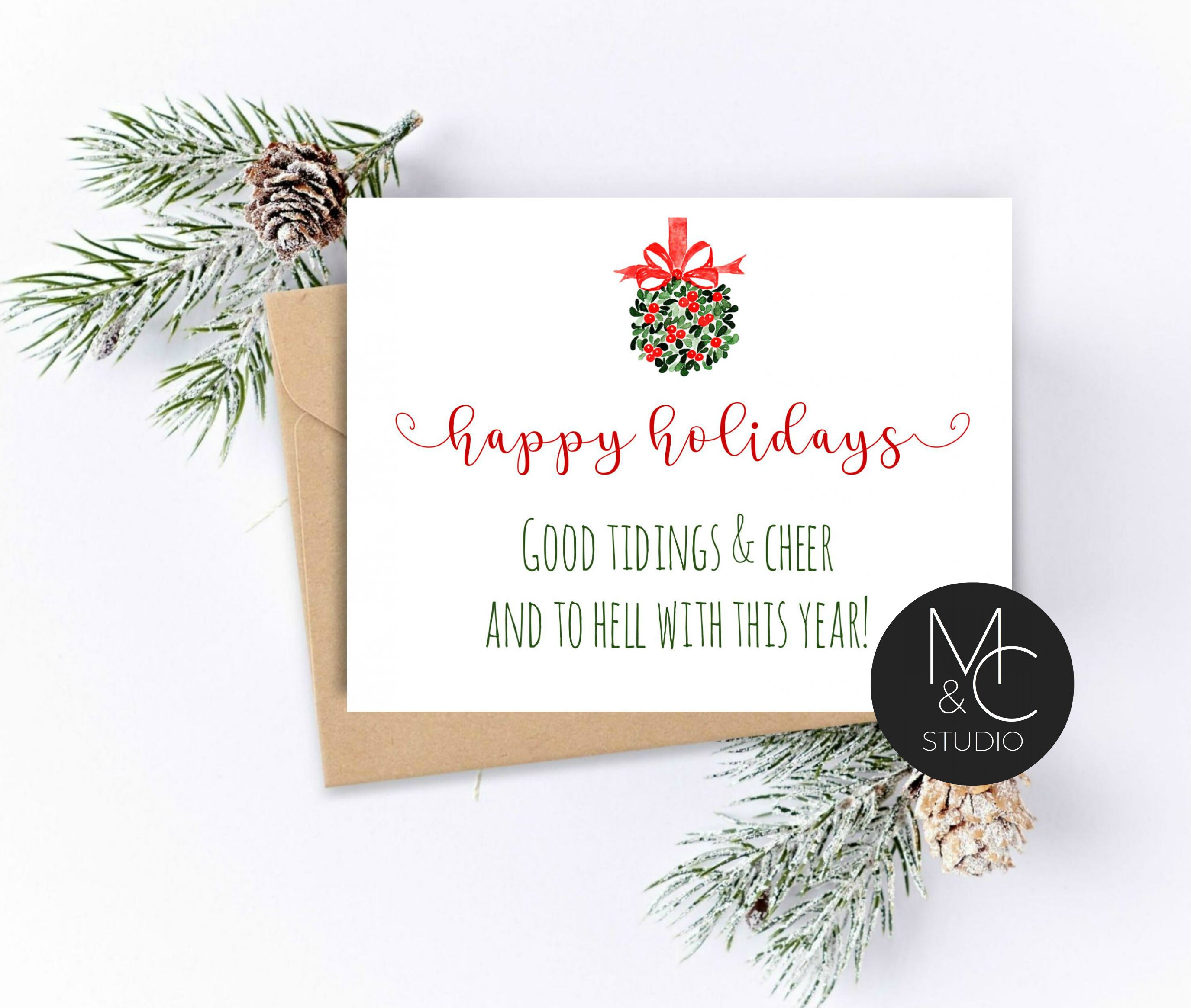 Quarantine Christmas Card 2020 Holiday Kraft Envelope Etsy