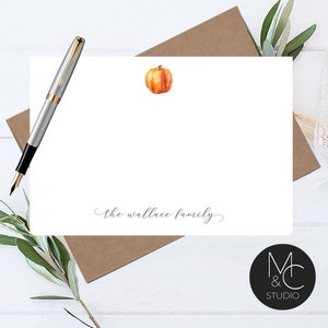 Fall Personalized Note Card Set Envelopes- Stationary Cards Monogram Stationary Script Font, Fall Pumpkin Autumn, Mom, Friend Coworker