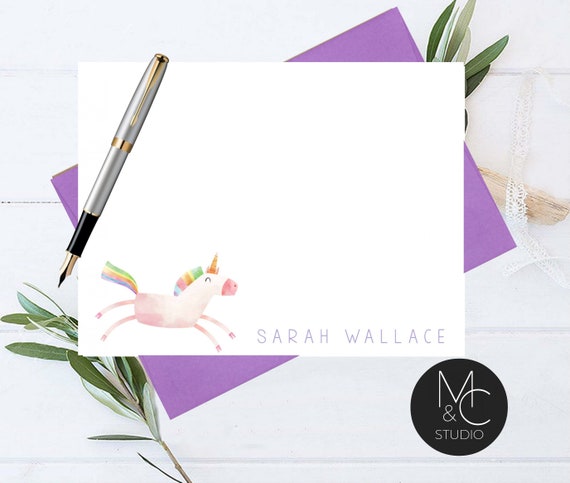 Unicorn Stationary Set, Personalized, Notecards for Girls, Unicorn Gifts Custom, Thank You Cards for Girls, Stationery, Gift for Girl Il_570xn
