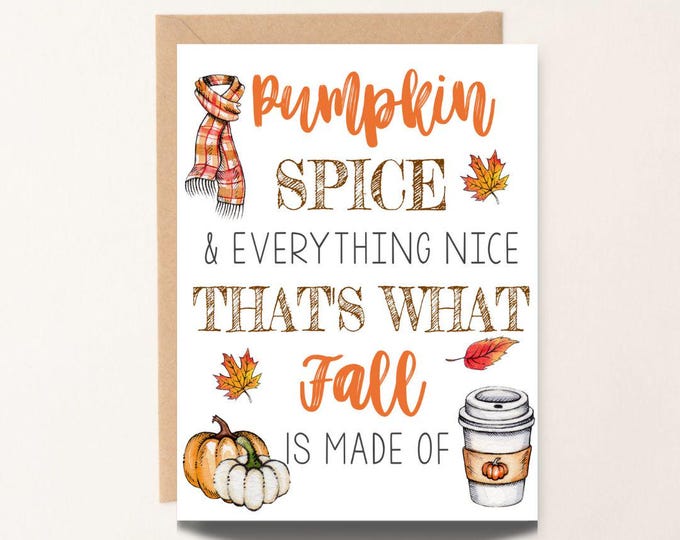 PRINTABLE Pumpkin Spice Coffee Card, Watercolor Card, Thankful for you Card, Thanksgiving Card, Friend Card Autumn D#7