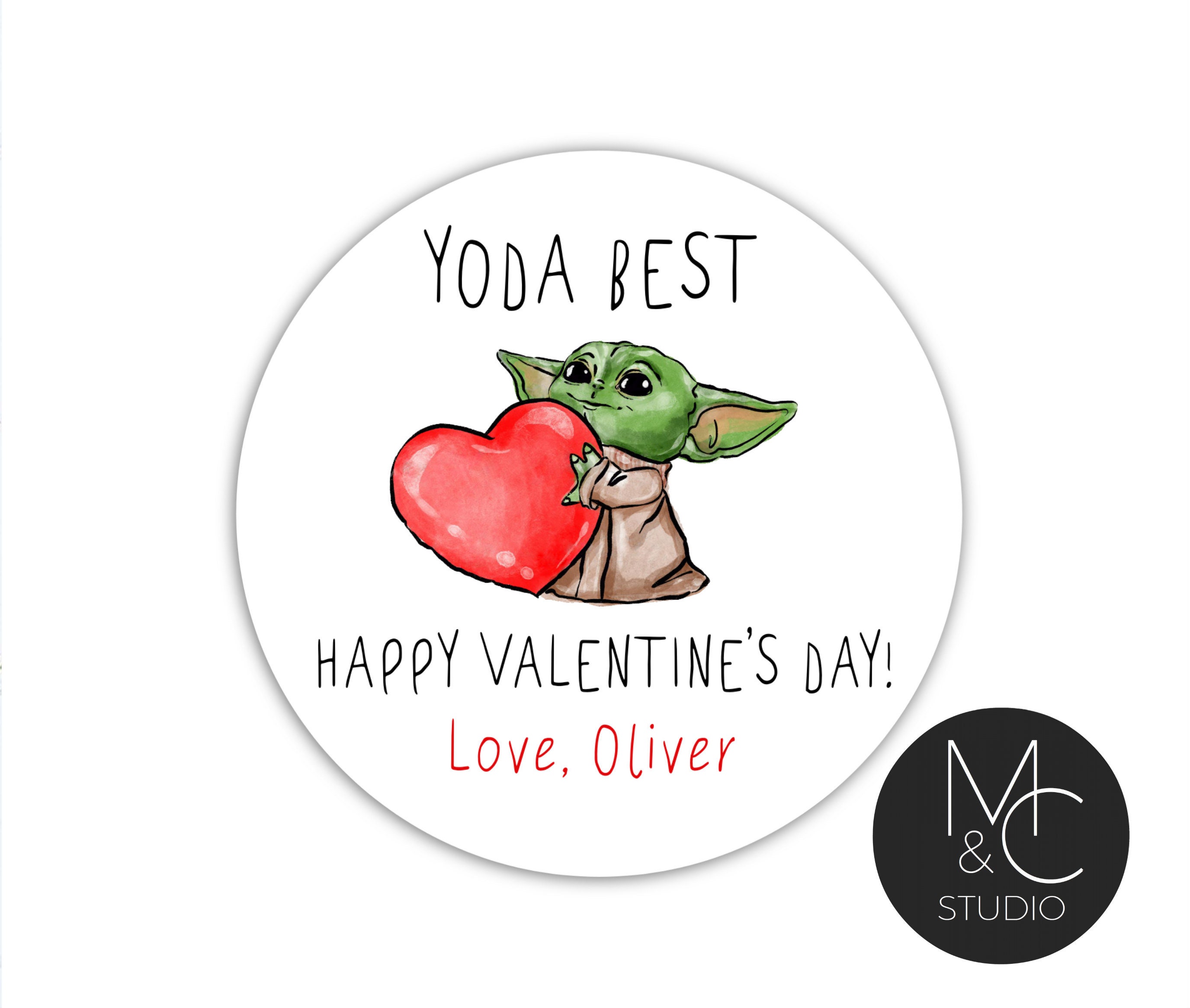 Valentine's Day Stickers Yoda Best Star Wars Valentine - Etsy