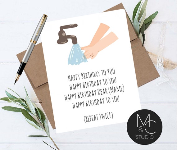 Happy Birthday, Hand Washing Card, Personalized, Writing This Card, Miss You, Thinking of you, Birthday, Quarantine, Funny Cute Isolation Il_570xn