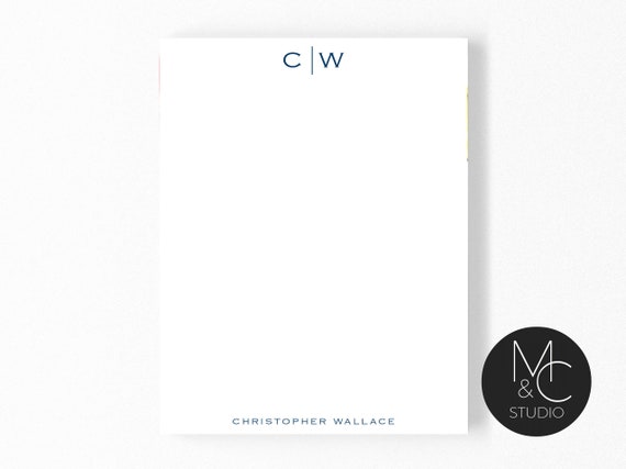 Personalized Mens Notepad Modern Minimalist Gift 5x7, 8.5x11 Notepad Stationary, Business, Fathers Day Gift, Mom, Friend, Coworker, Boss Il_570xn