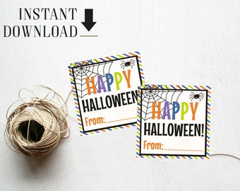 Printable Halloween Favor Tags: Spider Party (Instant Download)