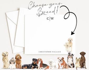 Personalized Dog Breed Note Cards: Custom Stationery Gift