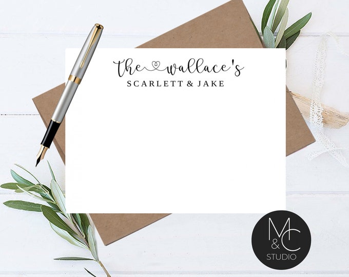 Personalized Note Card Set Envelopes- Stationary Cards Monogram Stationary Script Font, Bridesmaid, Mom, Friend Coworker, Gift