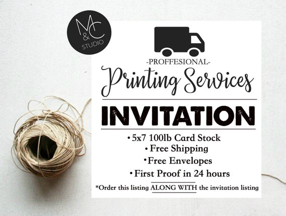Professional Printing Service, Invitation Printing Heavy Card Stock, FREE envelopes, FREE shipping, First proof 24 hours Il_570xn