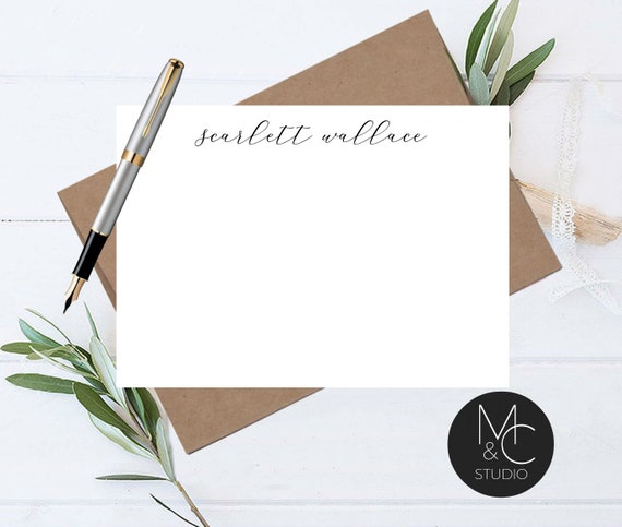 Personalized Stationary set, Thank You Cards, Flat Notecards, Custom Stationery, Script, Elegant, Modern Mom, Friend Coworker Il_570xn