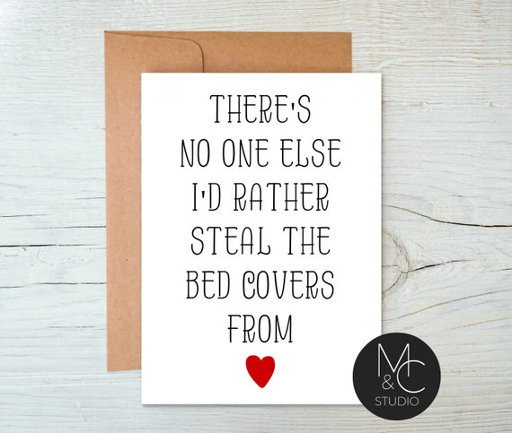 Valentine Card, Anniversary Card, Steal the bed covers from Greeting Card, Husband, Wife, Boyfriend, Girlfriend, Funny Birthday, #V10 Il_570xn