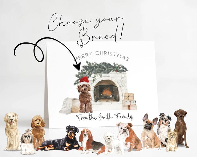 Personalized Dog Breed Christmas Card: Watercolor Pet Greeting