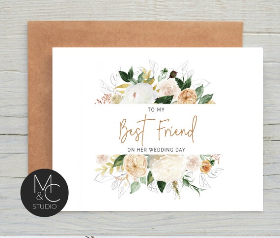 To My Best Friend On Her Wedding Day Card, Best Friend Wedding Card, Gift for Bride, Maid of Honor, Best Friend, Bestie, Bridal Party #58B Il_570xn