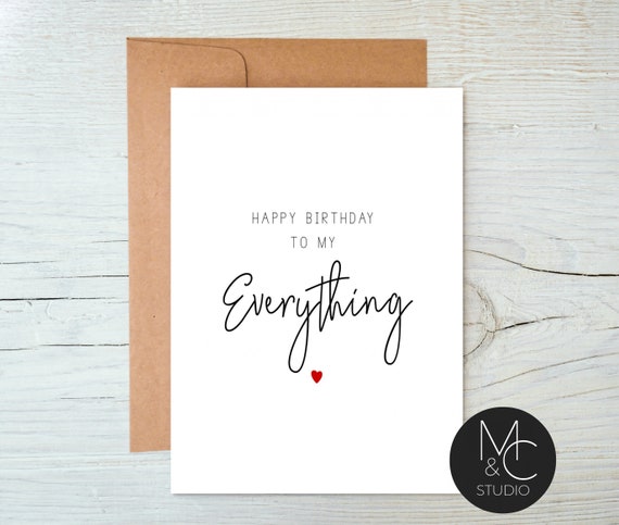 Happy Birthday to my everything Card, Wife Card, Husband Card, Boyfriend Birthday Card, Girlfriend birthday card, Birthday card for her Il_570xn