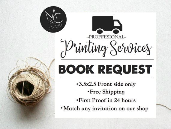 Professional Printing Service, Book Request Card Printing , FREE shipping, First proof 24 hours, insert cards design work included Il_570xn