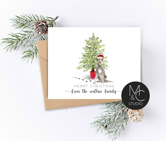 Dog Stationery Flat Note Cards, Irish Wolf Hound Personalized Note Cards Gift for Dog Lovers