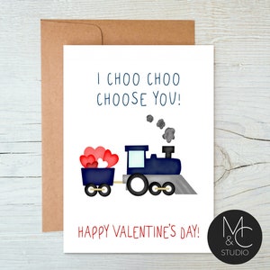 Train Valentine, Choo Choo Choose You, personalized Valentine Greeting Card, Folded  Card, Funny Cute, Class Valentine, Boy Valentine #V13