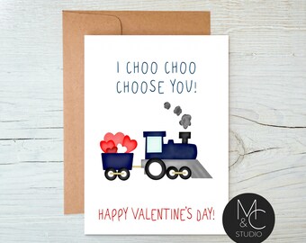 Train Valentine, Choo Choo Choose You, personalized Valentine Greeting Card, Folded  Card, Funny Cute, Class Valentine, Boy Valentine #V13
