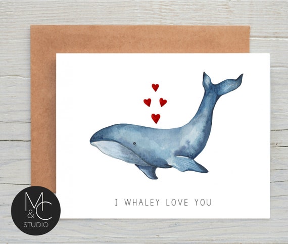 I Whaley Love You card, Valentine Card, Anniversary Card, Whale Heart Greeting Card, Husband, Wife, Boyfriend, Girlfriend, Birthday, #V11 Il_570xn