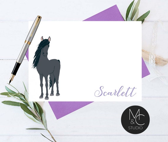 Horse Stationary Set, Personalized, Horse Notecards for Girls, Equestrian Gifts Custom, Thank You Cards for Horse Lovers, Stationery, Gift Il_570xn
