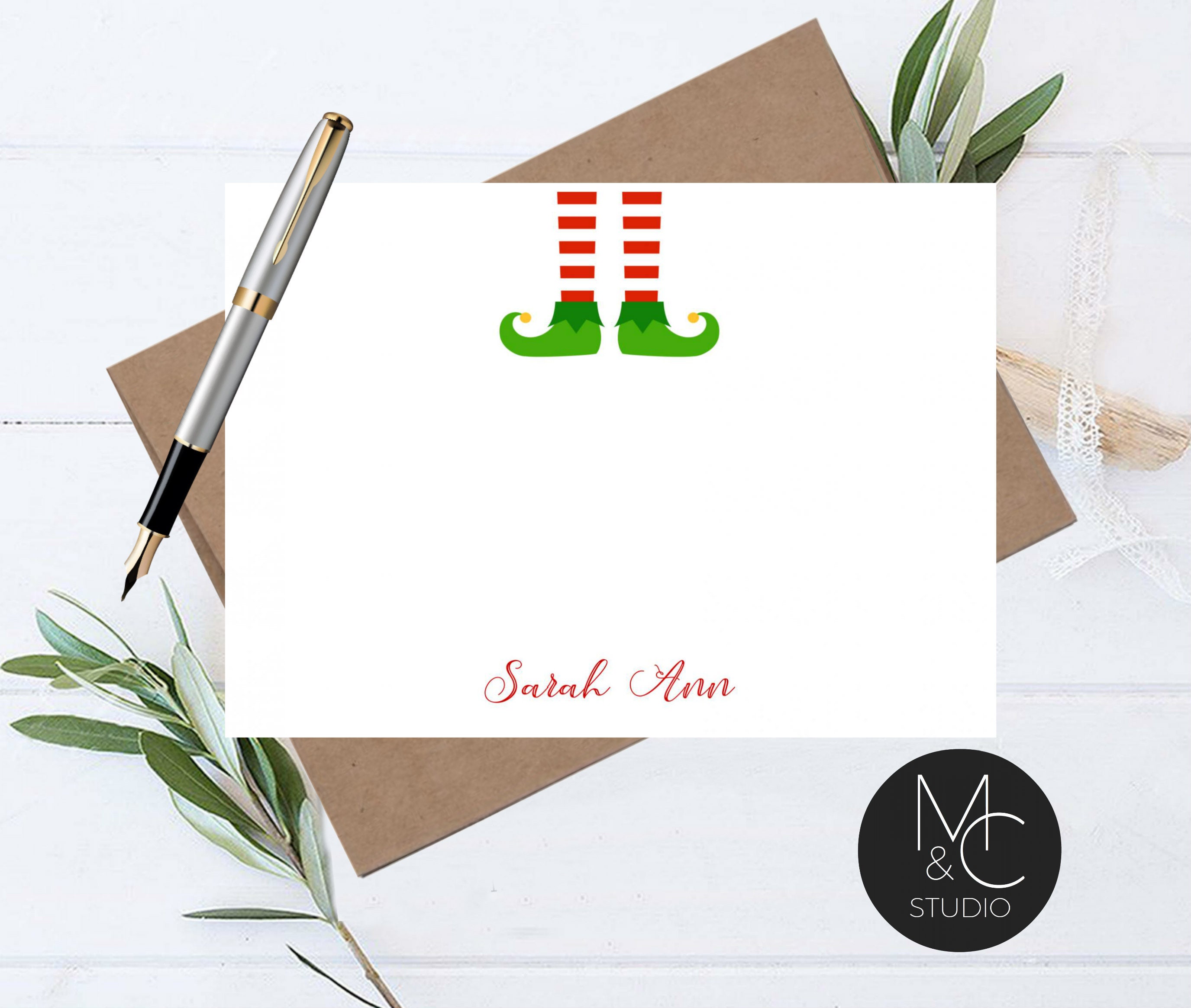 Personalized Holiday / Christmas Flat Notes Notecards Stationery with  Envelopes - Design your own - Choose ONE DESIGN