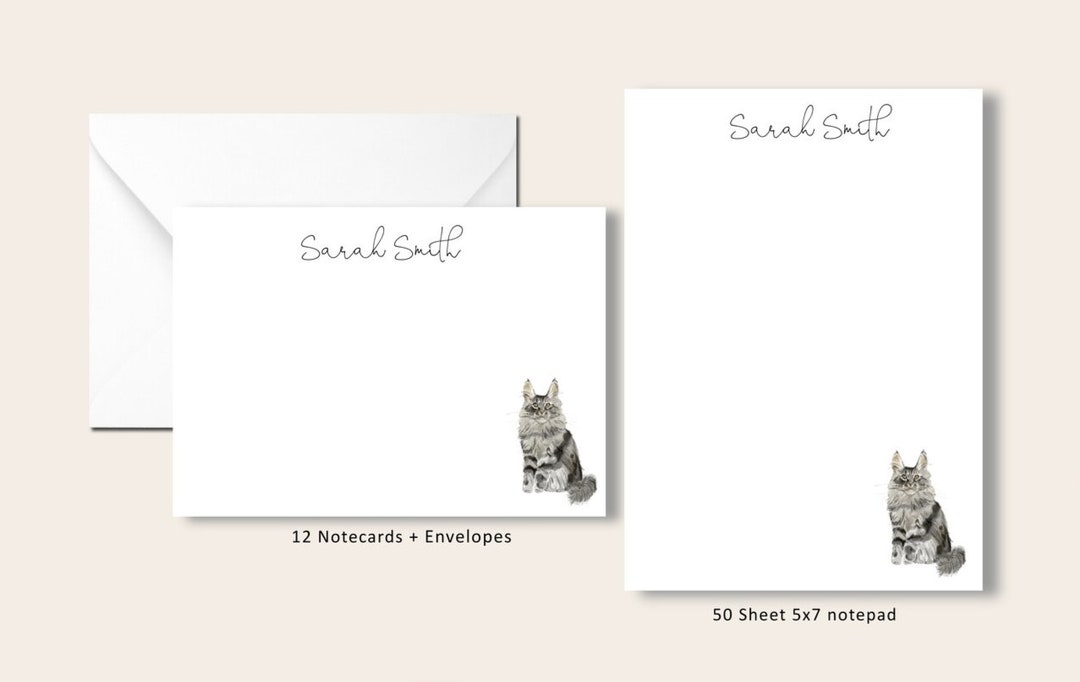 Cat Breed Stationery Set, Note Card, Flat Note Cards, Notepad, Cat Gift ...