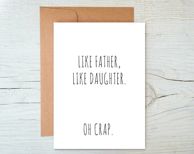 Father's Day Card with Kraft Envelope, Like Father Like Daughter, funny card, Dad birthday, Simple, Card from daughter, dad card, papa #7