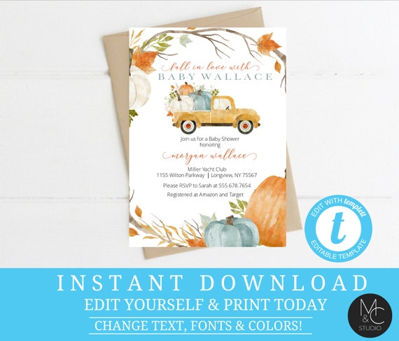 truck baby shower invitations