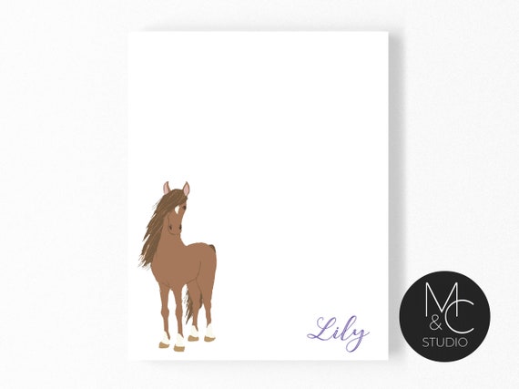 Horse Note Pad 5x7, 8.5x11 Notepad Stationary, Girls Stationary, Horse Lover Gift, Equstrian Gift, Girls Note Pad, Personalized Note Pad Il_570xn