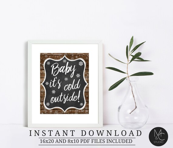Printable Baby Shower Sign Baby Its Cold Outside Rustic Wood - Etsy