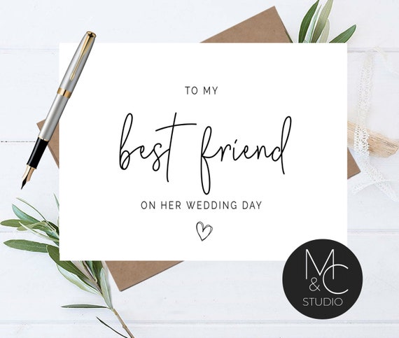 To My Best Friend On Her Wedding Day Card, Best Friend Wedding Card, Gift for Bride, Maid of Honor, Best Friend, Bestie, Bridal Party #58 Il_570xn