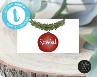 Place Card DIY, Editable Place Card, Buffet Card Folded Christmas, Holiday Printable Templett, Instant Download Place Card #1