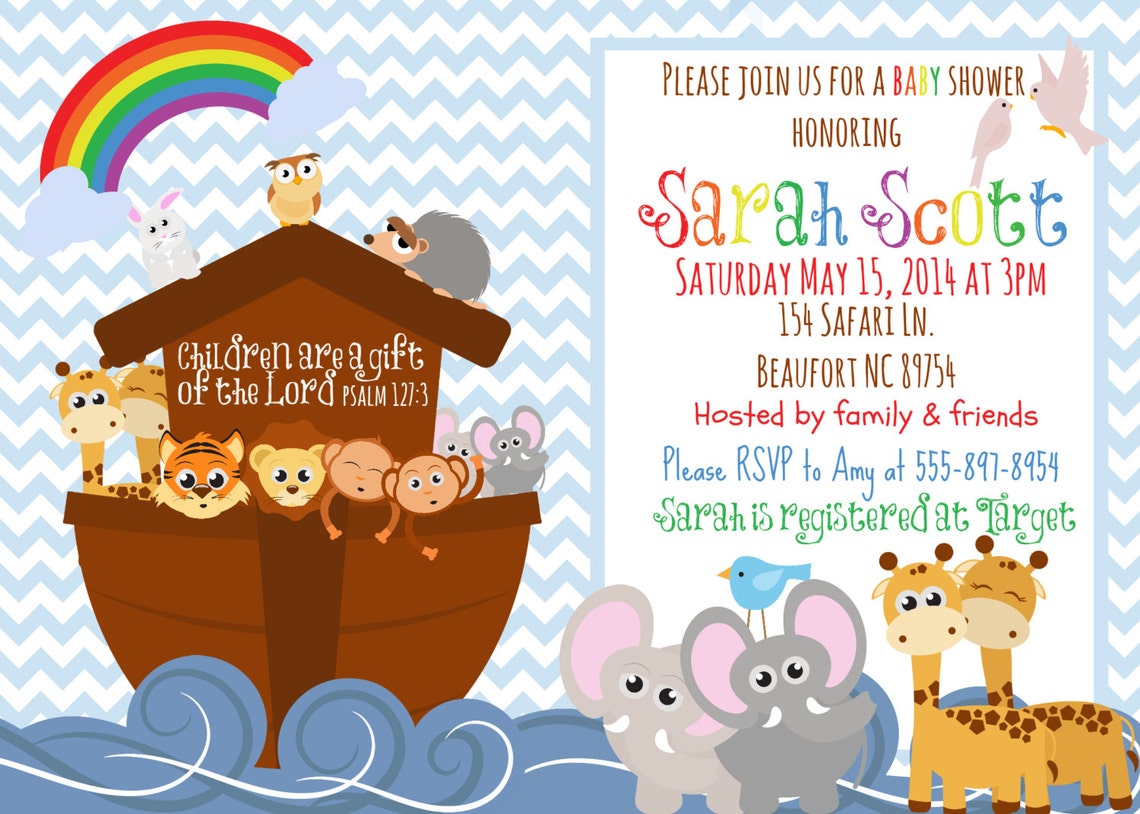 Noah's Ark Baby Shower Invite Invitation With Animal - Etsy
