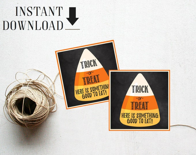 Halloween Favor Tags Gift Tags Happy Halloween Instant Download Printable Party favor Trick or Treat Tag Candy Corn Chalkboard Style