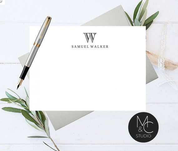 Men's Stationery Set, Note Card, Flat Note Cards Corporate Gift, Retirement, Fathers Day Gift, Masculine Professional Graduation Thank You Il_570xn