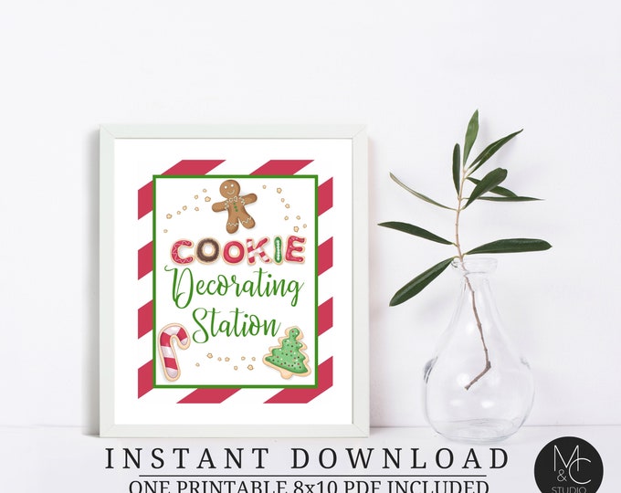 Cookie Decorating Station Sign, Christmas Party Printable (PDF)