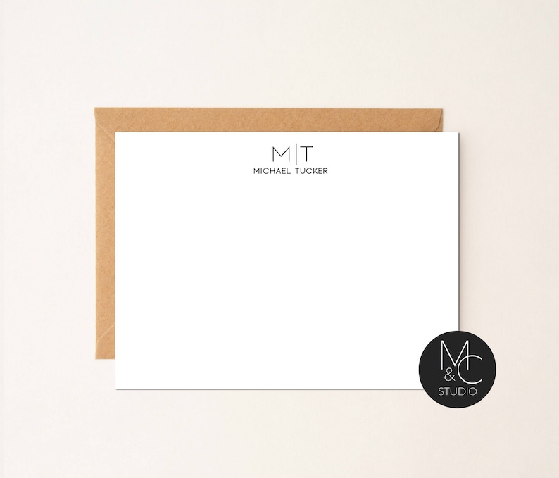 Men's Stationery Set, Note Card,  Flat Note Cards for Boys, Fathers Day Gift, Masculine Professional Graduation Thank You Cards 