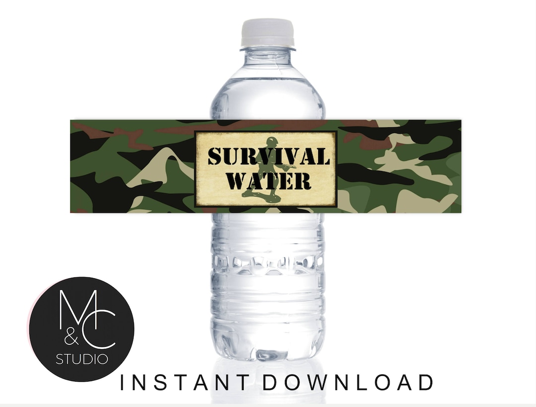 Army Drink Label, Water Bottle Labels Military Birthday Party, Army Birthday Drink Labels