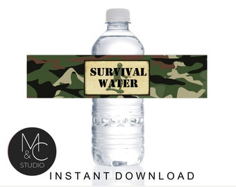 Army Drink Label, Water Bottle Labels Military Birthday Party, Army Birthday Drink Labels, Birthday Party Decor, Military Instant Download