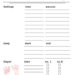 Newborn Feeding Log Notepad, New baby schedule, baby shower gift, new mom gift, newborn schedule, diaper change, sleep times, baby girl image 3