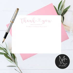 Personalized Baby Shower Thank You Cards, Boy or Girl Baby Thank You Notes, Personalized Baby Stationery, From the Nursery of
