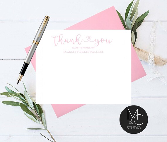 Personalized Baby Shower Thank You Cards, Boy or Girl Baby Thank You Notes, Personalized Baby Stationery, From the Nursery of Il_570xn
