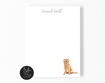 Printed Personalized Notepad - Inital Monogram Stationary- 5x7 Notepad- Golden Retriever,  Mom Gift Dog  Mothers Day- Friend Gift, Christmas