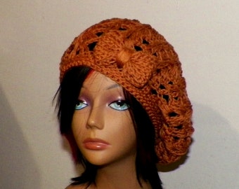 90s Dark brown acrylic slouchy beret women hat One size Made in China