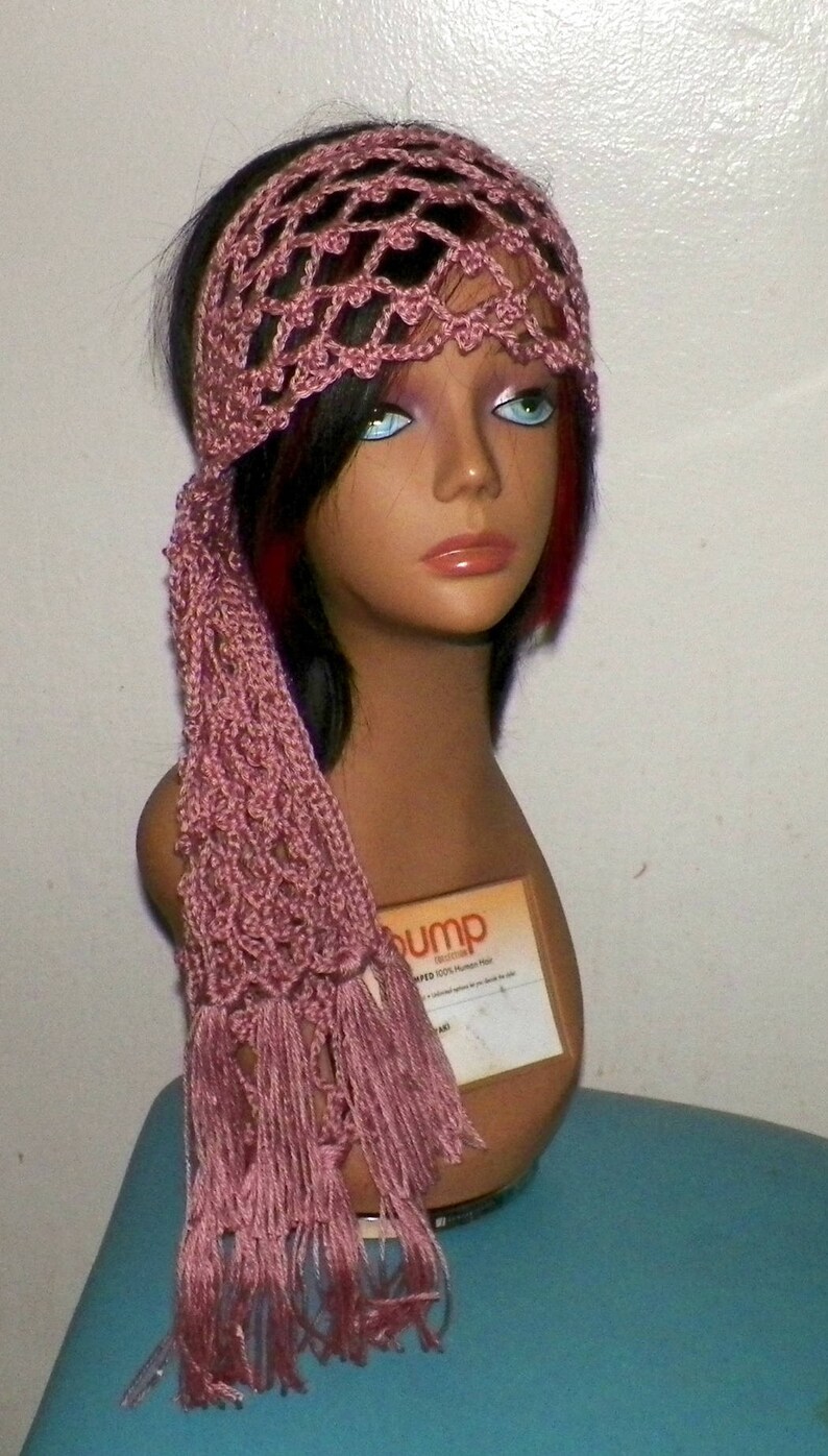 Hippie Headband Pink Festival Irish Lace Long Scarf Hair Band Etsy