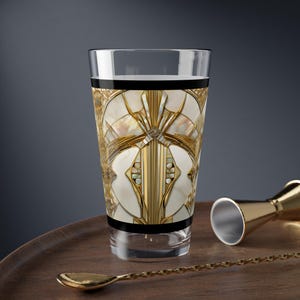 Gold Retro Glass Set Gatsby Drinking Glass Old Hollywood Style Art Deco Water Glass Retro Modern Gold Mixing Glass 16oz Home Decor