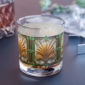 Whisky Grün Gold Rocks Glas Old Hollywood Style 10 Unzen Art Deco Gatsby Barware Wohnkultur Gold Schwarz Retro Moderne Trinkglas