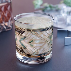 Gold Gray Rocks Glass Old Hollywood Style 10oz Art Deco Gatsby Barware Home Decor Gold Black Retro Modern Drinking Glass