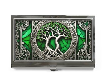 Tree Of Life Celtic Business Card Holder Art Nouveau Credit Card Wallet Business Card Case