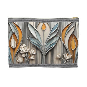 Unique Art Deco Cosmetic Bag Make up Bag Accessory Art Nouveau Pouch Decorative Travel Bag