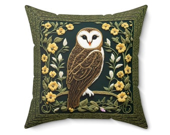 Sierkussen uil William Morris geïnspireerd kussen herfst bos Cottagecore Forestcore bloemen blad decor kusseninzet inbegrepen