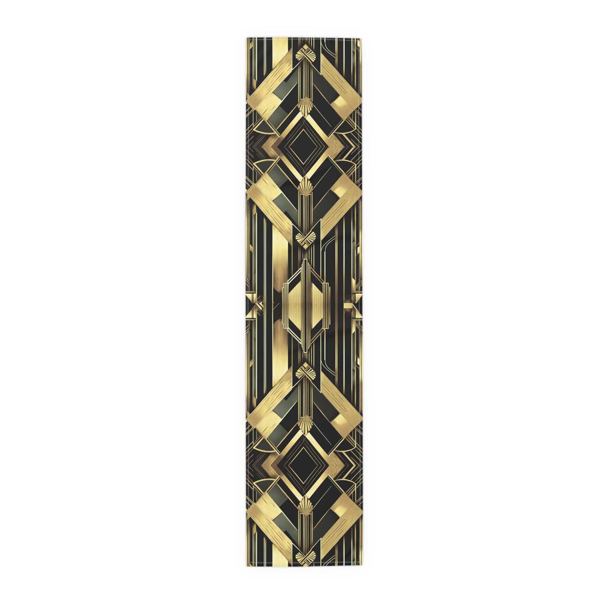 Party Table Runner Gatsby Style Table Cloth Gold Black Retro Style Art ...